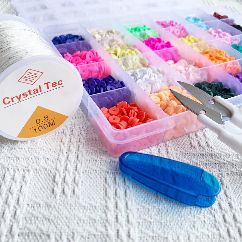 QBJAYTY 0.8mm Bracelet String Elastic, Clear Elastic String for Bracelets, Clay Bead String, 100m Stretchy Bracelet String for Bracelet Making, Stretch Beading String Cord Thread for Beads(Crystal) - Image 4